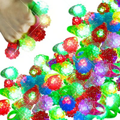 Charniol 200 Pack Light up Rings Novelty Glow In The Dark Rings In 6 Colors Flashing Led Ring Colorful Shining Soft Jelly Rubber for Adult Party Favors Concert Show Supplies