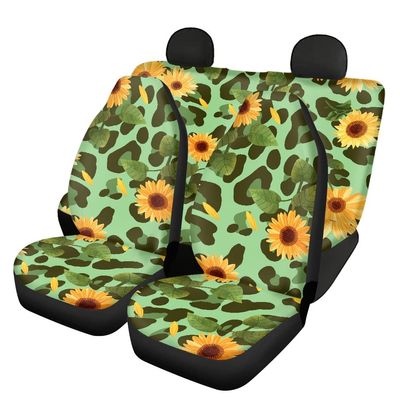 Kuiaobaty 4 Pack Car Seat Covers,Include Front Car Seat Protector and Rear Seat Cover,Sunflower Designs,Green