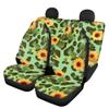 Kuiaobaty 4 Pack Car Seat Covers,Include Front Car Seat Protector and Rear Seat Cover,Sunflower Designs,Green view 1