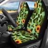 Kuiaobaty 4 Pack Car Seat Covers,Include Front Car Seat Protector and Rear Seat Cover,Sunflower Designs,Green view 3