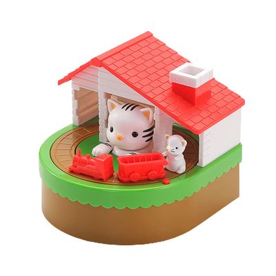 NEXTAKE Cat & Mouse Piggy Bank for Kids, Electronic Cat House Money Bank Cat and Mouse Coin Bank Automatic Stealing Money Box with Funny Sound Effect (White Cat)