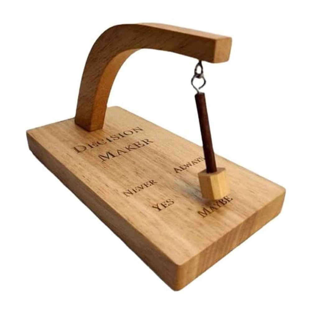 Firlar Creative Magnetic Decision Maker, Wooden Decision Maker Magnetic Swing Pendulum Decision Desk Tabletop Game Toy, Magnetic Wobbler, Swing The Pendulum and Find The Answer to Your Question!