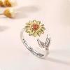 Adjustable Fidget Spinner Flower Rings Anxiety Rotating Sunflower Planet Spinning Anxiety Ring for Women - sunflower view 3