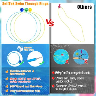 SelfTek 30 PCS Swim Through Rings for Pool, Sports Underwater Training Swimming Accessories with Diving Ring, Gem, Torpedo, Ball, for Teens Adults