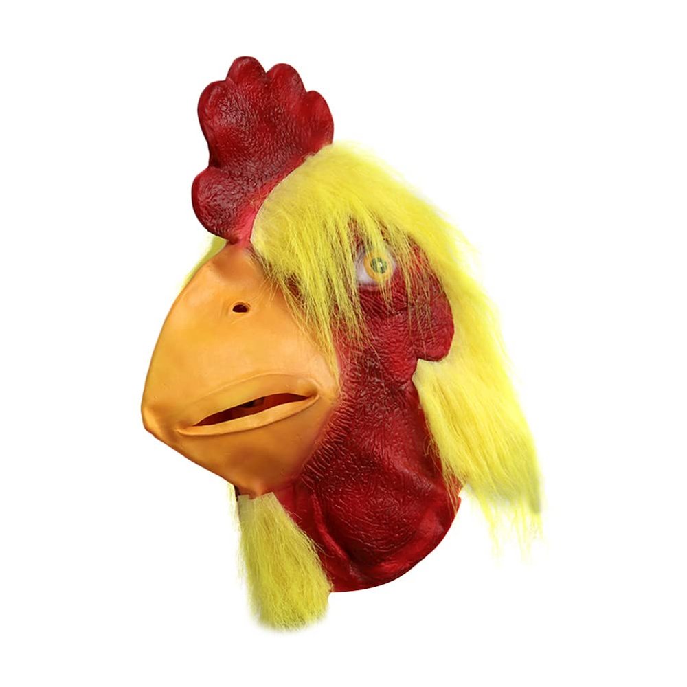 LUOZZY Rooster Mask Halloween Novelty Costume Party Latex Animal head Mask Chicken Cock Cosplay Photo Props - Yellow