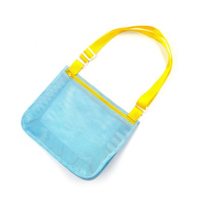 UTTPLL Colorful Mesh Beach Bag Adjustable Kids Quick Dry Net Tote for Seashell Collecting Beach Sand Toy Totes Swimming Accessories for Boys and Girls Light Blue&Yellow