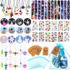 Spakon 84 Pcs Outer Space Party Favors Space Birthday Decorations Tattoos Slap Bracelet Astronaut Pendants Badges Keychains Thank You Cards Gift Bags for Boy Kids Galaxy Birthday Party Supplies view 1