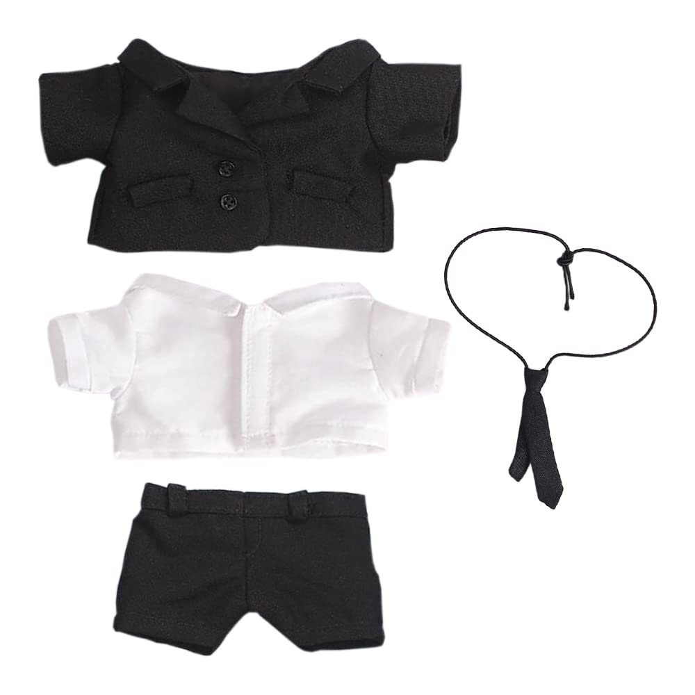 niannyyhouse Black Suit Coat Tie White Shirt Pants 7.8in20cm Plush Humanoid Stuffed Doll Clothes
