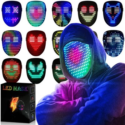 MEGOO Led Mask with Gesture Sensing | Light up Transforming Face Mask | Cool Digital Glow Mask | Perfect Gifts for Halloween Christmas Rave Dj Party Birthday