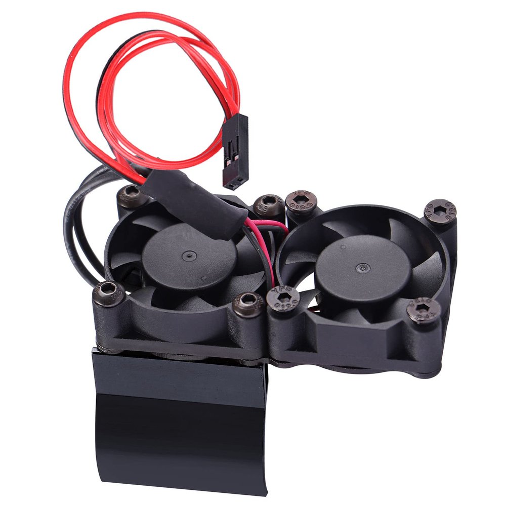 ACEKEEPS 540 550 RC Motor Heatsink with Double Fans for 1/10 Traxxas TRX4 Axial SCX10 90047 D90 RC Crawler (Black)