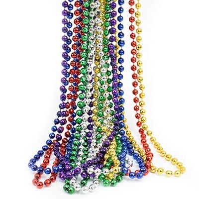 GiftExpress 12 pack Mardi Gras Beads Necklace, Assorted Metallic Colors Disco Ball Beaded Necklaces, Mardi Gras Throws, St Patrick's Day Beads, Party Beads Costume Necklaces
