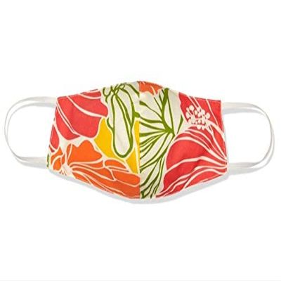 Coradorables Groovy Hibiscus Face Mask poly cotton with cotton lining nose covered oblong shape elastic ear straps
