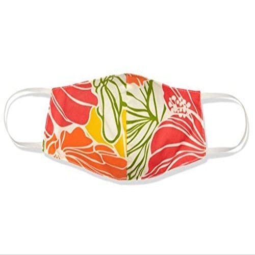 Coradorables Groovy Hibiscus Face Mask poly cotton with cotton lining nose covered oblong shape elastic ear straps