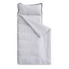 Wake In Cloud - Toddler Nap Mat with Pillow and Blanket, 100% Cotton Fabric, for Kids Boys Girls Ages 3 Plus in Daycare Kindergarten Preschool, Sleeping Bag, Ticking Stripes, Gray, Extra Long view 1
