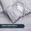 Wake In Cloud - Toddler Nap Mat with Pillow and Blanket, 100% Cotton Fabric, for Kids Boys Girls Ages 3 Plus in Daycare Kindergarten Preschool, Sleeping Bag, Ticking Stripes, Gray, Extra Long view 4