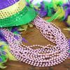 GiftExpress 12 Pcs Baby Pink Beaded Necklace for Gender Reveal Party, Princess Girl Party Favor, Mardi Gras Beads Necklace, Mardi Gras Throws, Metallic Shiny Pink Party Beads Costume Necklaces view 2