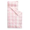 Wake In Cloud - Toddler Nap Mat with Pillow and Blanket, for Kids Boys Girls Ages 3 Plus in Kindergarten Daycare Preschool, Roll Up Sleeping Bag, Gingham Plaid Grid, Light Pink White, Extra Long view 1