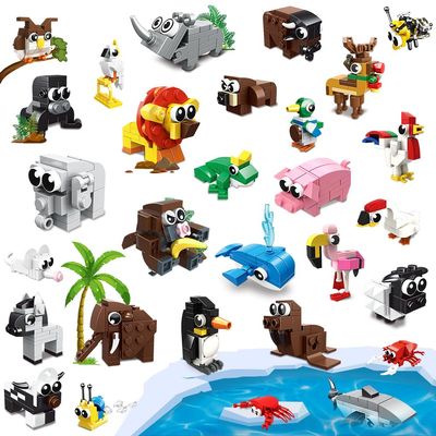 HOGOKIDS 30 Packs Valentines Day Party Favors for Kids - 867PCS Animal Building Blocks Sets for Valentines Classroom Gifts Prizes Goodie Bag Fillers Valentines Gift Exchange for Kids Boys Girls 6+