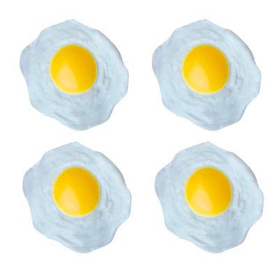 STOBOK Artificial Fried Egg Toy, 4pcs Fake Fried Egg Poached Egg Simulation Poached Egg Novelty Squeeze Toys for Kids Children, Eggs Simulation Toy Food Simulation Toys