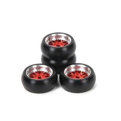 RCAWD RC Rims and Tires for 1/28 Wltoys Kyosho Mini-Z, Mini-Q, K969, K989, P929 Drift Rally Upgrades, No More Glue RC Wheel Parts with Larger Outer Diameter 26.8mm Red