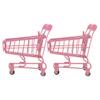 Housoutil 2pcs Mini Shopping Cart Handcart Shopping Trolley Mobile Holder Storage Basket Novelty Storage Container for Birthday Shower Table Centerpiece Decoration view 1