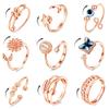 FIBO STEEL 9 Pcs Fidget Anxiety Rings for Women Men Spinner Rings for Anxiety Relieving Stress Open CZ Flower Moon Star Anti Rotatable Rings Adjustable view 1