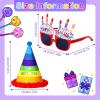 Juinte Birthday Party Supplies: Assorted Hats, Sunglasses, Pom Pom Rainbow Cones, Photo Props for Kids and Adults view 2