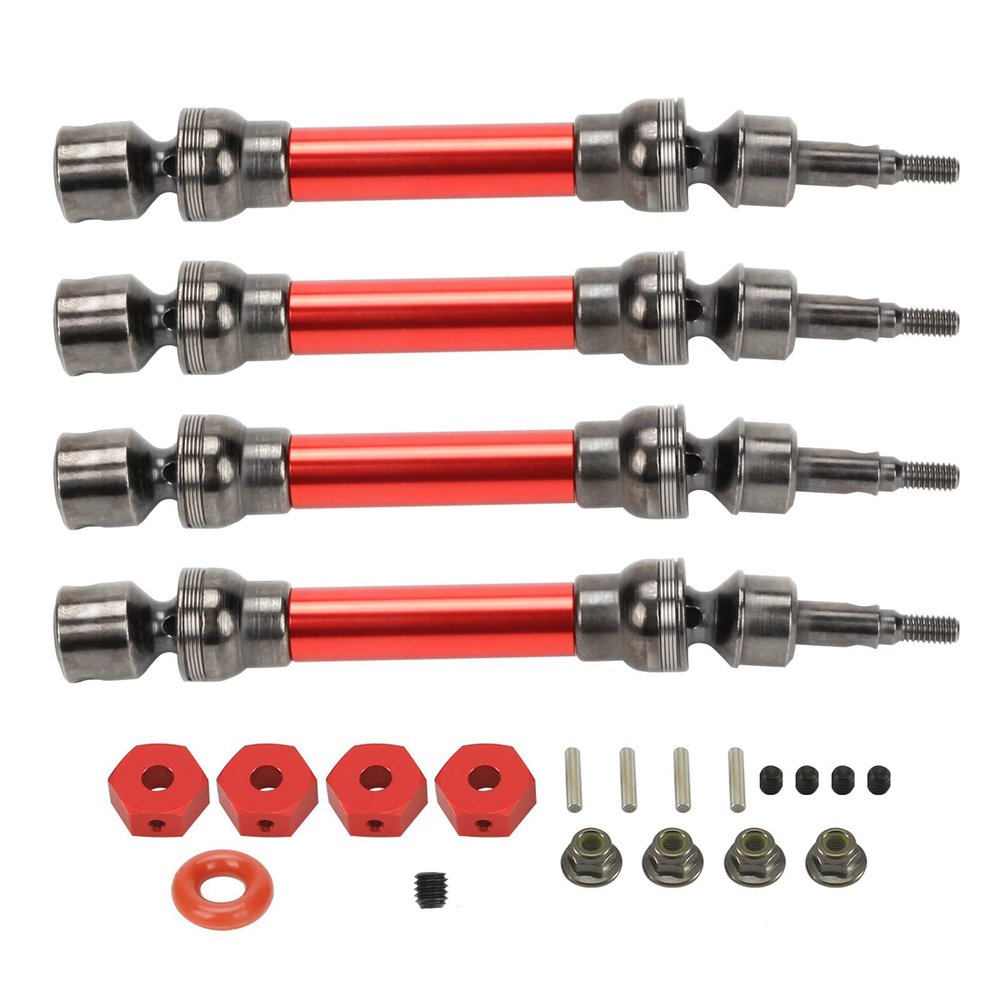 RCAWD Drive Shaft for ARRMA 3S 1/10 Big Rock, Granite, SENTON, VORTEKS, 1/8 Typhon & Mega 550 Granite, Typhon Upgrades, RC Driveshaft Hop Up Parts for #AR310780, #ARAC4041 Red