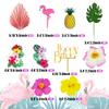 12 PCS Flamingo Cake Toppers Flamingo Palm Leaves Hibiscus Flowers Hawaiian Cake Decorations for Tropical Luau Themed Birthday Supplies view 2