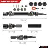 RCAWD Drive Shaft for ARRMA 3S 1/10 Big Rock, Granite, SENTON, VORTEKS, 1/8 Typhon & Mega 550 Granite, Typhon Upgrades, RC Driveshaft Hop Up Parts for #AR310780, #ARAC4041 Black view 3