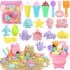 REZUCREY Beach Toys, Ice Cream Sand Toys for Toddlers, with Collapsible Bucket and Shovels for Kids with Bag, Travel Toys for Boys Baby Girls Age 3 4 5 6 7 8+ view 1