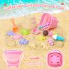 REZUCREY Beach Toys, Ice Cream Sand Toys for Toddlers, with Collapsible Bucket and Shovels for Kids with Bag, Travel Toys for Boys Baby Girls Age 3 4 5 6 7 8+ view 2