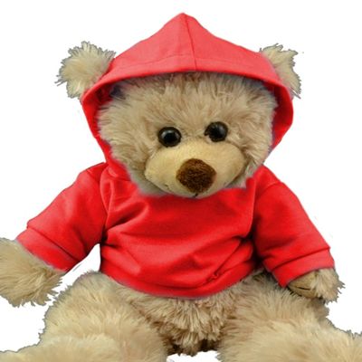 Custom Red Hoodie Tee 16" Teddy Bear Outfit Teddy Bear Clothes Fit 15" - 17" Build-a-Bear, Vermont Teddy Bears, Make Your Own Stuffed Animals (Red)