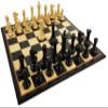 4 Queens - Staunton Wood Modern Empire Black & Natural Chess Set W/ 17 inch Black and Maple Board view 2