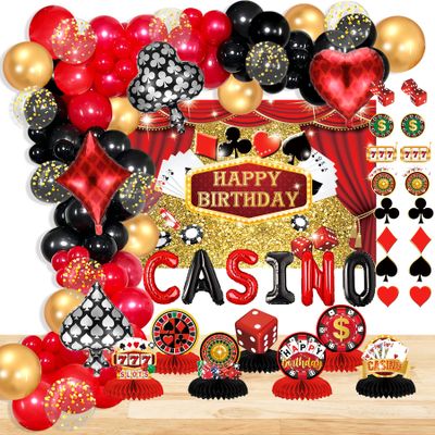 Casino Theme Party Decorations, Casino Birthday Decorations Supplies, Las Vegas Party Decoration, Poker Happy Birthday Backdrop