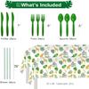 FVABO Young Wild And Three Decorations Tableware, Safari Jungle Theme 3rd Birthday Party Supplies Dinnerware Include Plates, Cup, Napkin, Cutlery, Tablecloth, For 3 Year Old Birthday Party | Serves 24 view 3