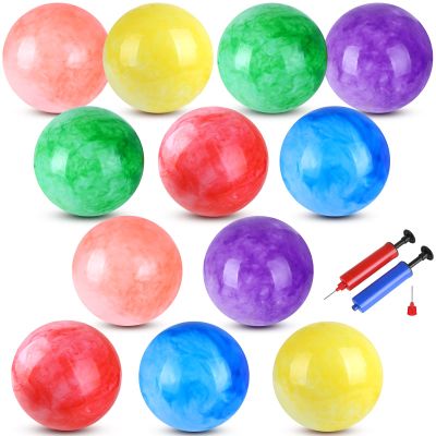 GCQJOQ 12 Pcs Marbleized Bouncy Balls 9 Inches Playground Balls for Beach, School, Indoor/Outdoor Play Balls
