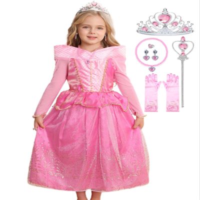 iTVTi Little Girls Princess Costume Dress Up Cosplay for Carnival Halloween Party Pink, 4-5 Years(Tag 120)