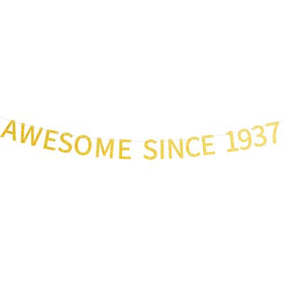 Awesome Since 1937 Banner Pre-strung Happy 88th Birthday Banner Gold Glittery 88 Eighty Eight Years Old Birthday Party Decorations for Men Women