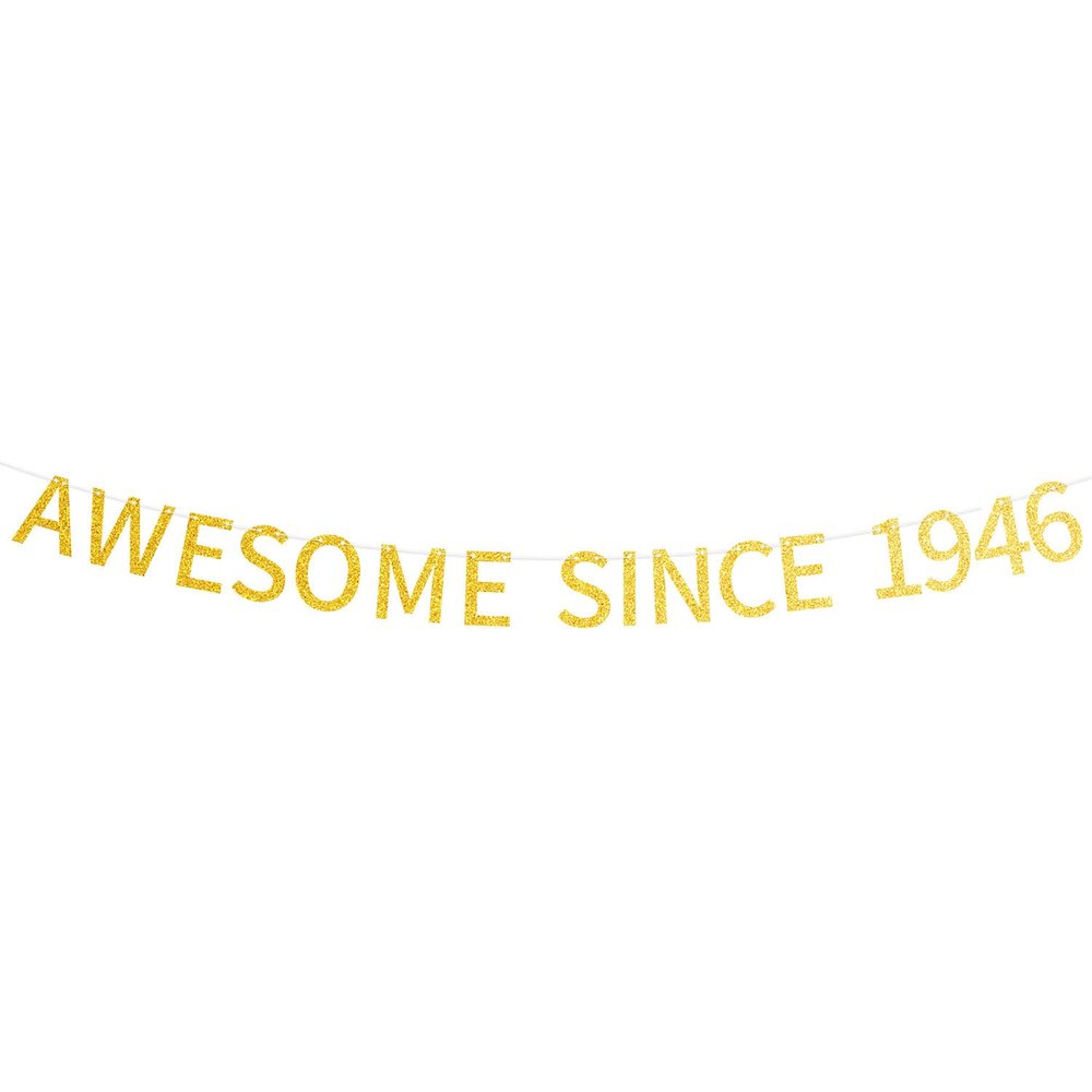Awesome Since 1946 Banner Pre-strung Happy 79th Birthday Banner Gold Glittery 79 Seventy Nine Years Old Birthday Party Decorations for Men Women