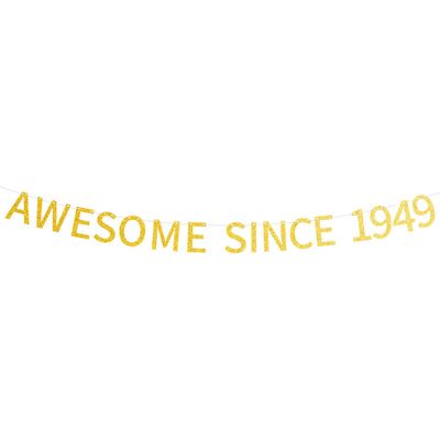 Awesome Since 1949 Banner Pre-strung Happy 76th Birthday Banner Gold Glittery 76 Seventy Six Years Old Birthday Party Decorations for Men Women