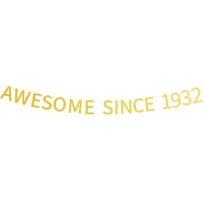 Awesome Since 1932 Banner Pre-strung Happy 93rd Birthday Banner Gold Glittery 93 Ninety Three Years Old Birthday Party Decorations for Men Women