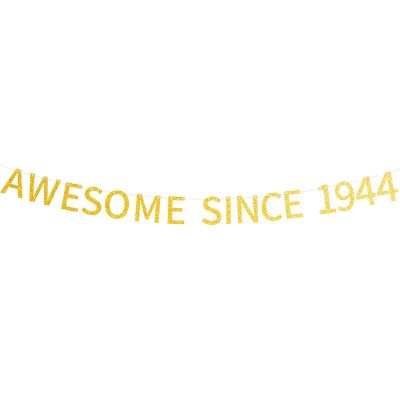 Awesome Since 1944 Banner Pre-strung Happy 81st Birthday Banner Gold Glittery 81 Eighty One Years Old Birthday Party Decorations for Men Women