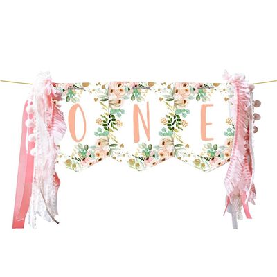 Birthday Decorations for Baby 1st Birthday High Chair Banner Garden Theme Party Supplies Photo Props