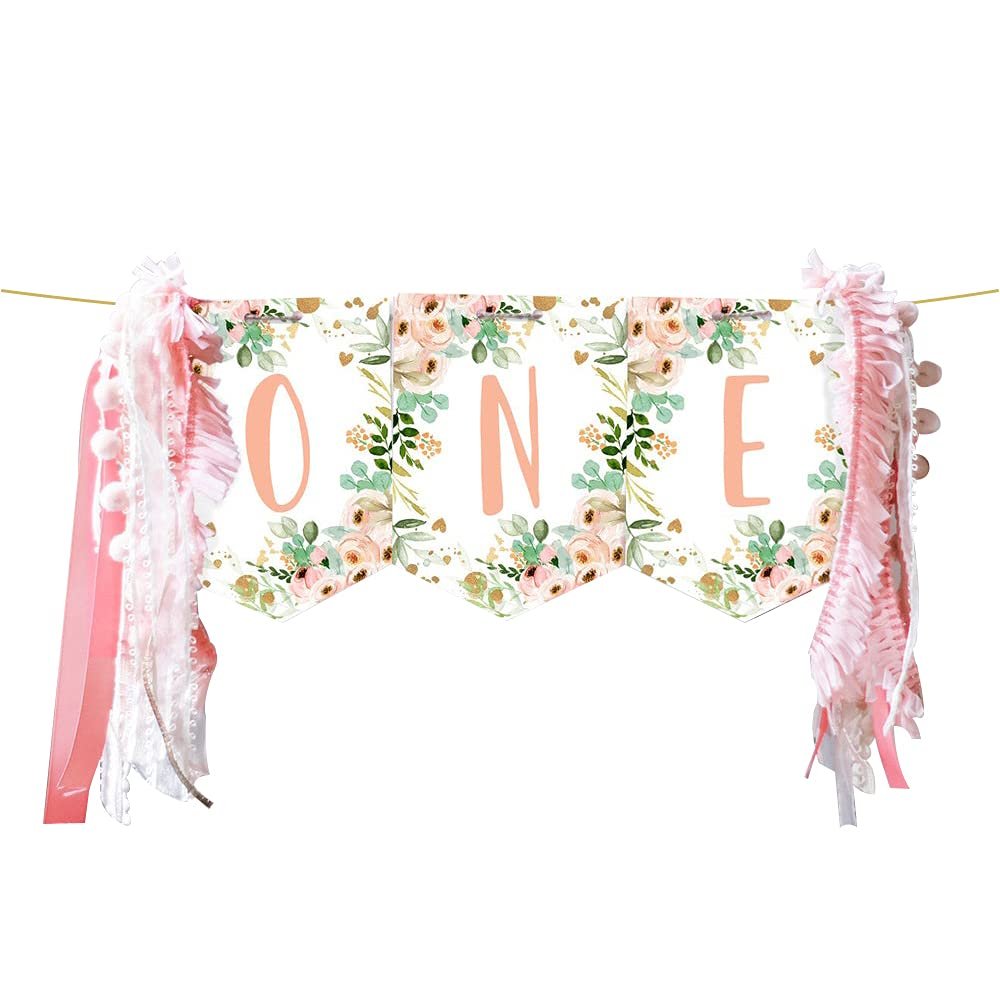 Birthday Decorations for Baby 1st Birthday High Chair Banner Garden Theme Party Supplies Photo Props