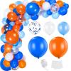 HyDren 198 Pcs Blue and Orange Balloons Arch Garland Kit 18 12 10 5 Inch Latex Confetti Balloon for Blue Dog Theme Target War Sign Birthday Party Decoration Supplies view 1