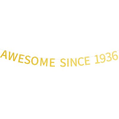 Awesome Since 1936 Banner Pre-strung Happy 89th Birthday Banner Gold Glittery 89 Eighty Nine Years Old Birthday Party Decorations for Men Women