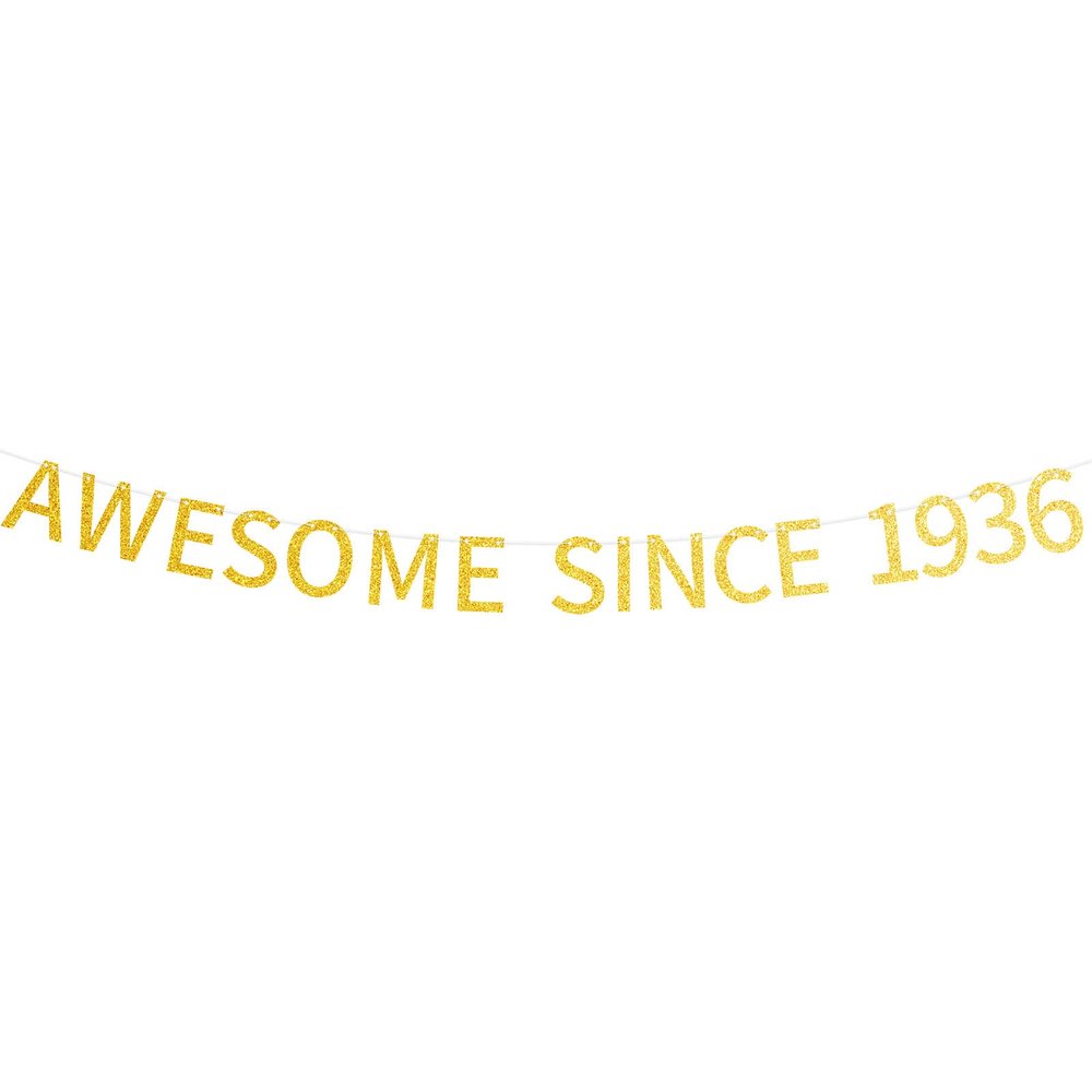 Awesome Since 1936 Banner Pre-strung Happy 89th Birthday Banner Gold Glittery 89 Eighty Nine Years Old Birthday Party Decorations for Men Women