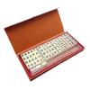 Mini Mahjong Traditional Chinese Version Game Set with 2 Spare Cards, 144 Mahjong Tiles Set Travel Board Game with 4 Cards rulers, Portable Classic Mahjong Party Entertainment Props view 1