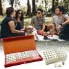 Mini Mahjong Traditional Chinese Version Game Set with 2 Spare Cards, 144 Mahjong Tiles Set Travel Board Game with 4 Cards rulers, Portable Classic Mahjong Party Entertainment Props view 2